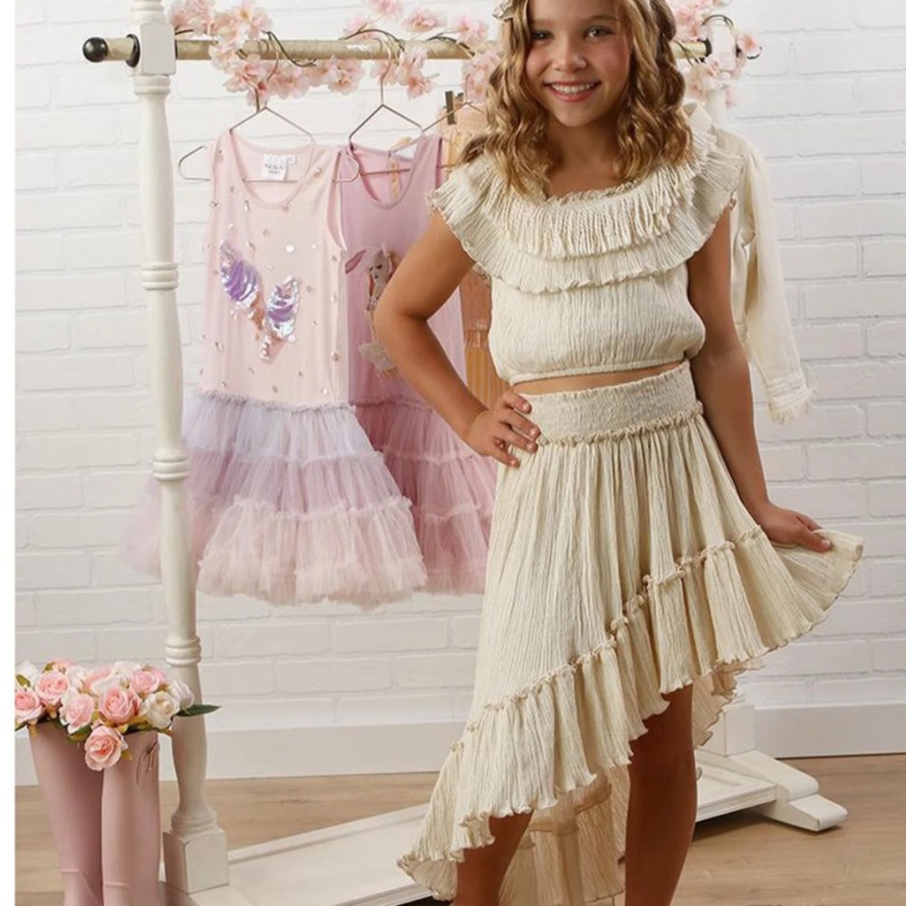Ooh! La, La! Couture Cream Ruffled Two-Piece Dress
